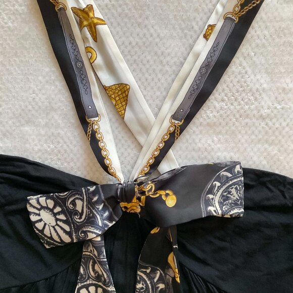 NWOT Express Y2K Luxe Satin & Stretch Charm Print Bow Baroque Cami Top Size L - Picture 4 of 5